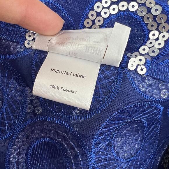 Henderson's Cowgirl Junk Blue Silver Sequin Circle Buckle Crop Show Vest Size 2X - Picture 4 of 6